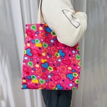 女士斜背休閒手提包,適合購物、外出、海灘等。 - 玫紅色 - 查看 2