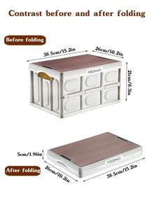 1入組帶座椅功能的戶外露營可摺疊收納箱,汽車後車廂家庭收納容器,大型塑料箱帶手柄 - 白色 - 查看 3