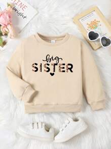 Young Girl Letter Graphic Sweatshirt - Khaki - View 1