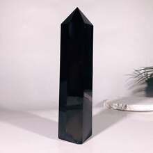 1入組天然晶體黑曜石大型療癒水晶塔,黑曜石柱,黑曜石塔,大型黑曜石魔杖,靈修,療癒水晶,六角柱塔適用於家居裝飾。 - 黑色 - 查看 13