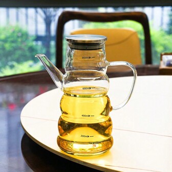 1pc 800ml Glass Oil Dispenser With Scale For Home Kitchen, Large Capacity Vinegar & Soy Sauce Bottle, No Drip