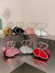 时尚艺术水钻晚装包，个性化风格派对手拿包蝴蝶形女士手提包 - 金色 - 查看 1