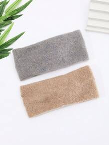 2入組女士毛茸茸珍珠裝飾十字頭帶 - 彩色 - 查看 4