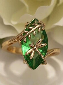 1pc Luxury Dragonfly Shaped Ring For Women, Simulated 3d Insect, Perfect For Festival Gift, Proposal, Daily Wear, Wedding Occasion - Multicolor - View 1