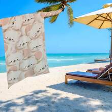 1PC Cute Pig Pattern Beach Towel, Larger Size Ultra-Fine Fiber Beach Towel, Double Needle Locking Technology, More Beautiful, Suitable For Summer, Beach, Swimming Pool, - Multicolor - View 4
