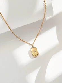 1pc Shapes Studio 18K Gold Plated Dainty Charm Necklace - Multicolor - View 1