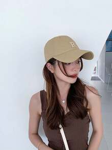 1pc夏日字母刺繡設計遮陽帽,男女皆適穿的戶外棒球帽,適用於情侶 - 彩色 - 查看 8