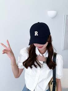 1pc夏日字母刺繡設計遮陽帽,男女皆適穿的戶外棒球帽,適用於情侶 - 彩色 - 查看 10