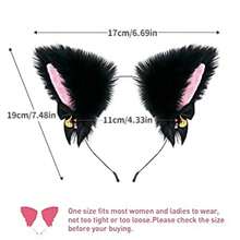 1 Set Cat Ear Headband & Tail Set, Ideal For Fox Cosplay, Party Gift - Black and White - View 3