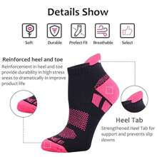 6 Pairs Women Sporty Colorful No-Show Socks With Arch Support And Cushioned Sole, Various Sizes, Comfortable & Soft, Ideal For Running, Jogging, Fitness, Hiking, Cycling, And Everyday Wear, Gym