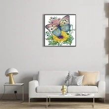 New Arrival Sunflower & Butterfly Diamond Painting Kit 5d Special Shaped Rhinestone Flower Sparkling Diamond Art Set Home Wall Decor Diy - Multicolor - View 6