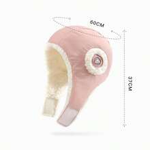 1pc Women's Thermal Lined Warm Trapper Hat With Rabbit Fur Earflaps And Windproof/Waterproof Function, Suitable For Autumn/Winter Riding And Outdoor Sports - Beige - View 2