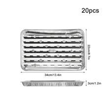 20 Pcs/SetDisposable Aluminum Foil Broiler Pan For Oven - Durable Broiling Drip Trays With Ribbed Bottom Surface For BBQ Grill-Like Texture - Silver - View 6
