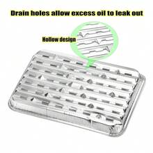 20 Pcs/SetDisposable Aluminum Foil Broiler Pan For Oven - Durable Broiling Drip Trays With Ribbed Bottom Surface For BBQ Grill-Like Texture - Silver - View 7