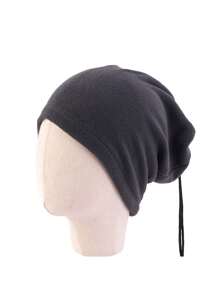 Children's Fleece Neck Warmer - Windproof Neck Gaiter Face Mask - Drawstring Head Cap - Multi-Use Scarf - Suitable For Boys And Girls - Dark Grey - View 3