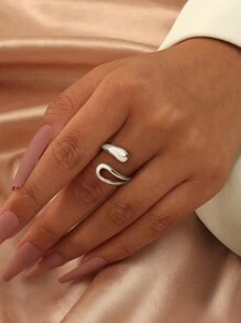 1pc S925 Sterling Silver Teardrop Adjustable Ring, Fashionable & Delicate Jewelry For Women, Suitable For Daily Wear Or Stacking