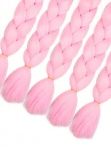 3入組大型粉色編織髮,24英寸長,適合女性日常假期、角色扮演穿戴時尚萬聖節和聖誕節合成纖維鉤針髮延長,方便靈巧的高溫髮 - 粉色 - 查看 6