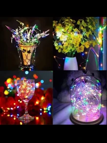 1pc 7m/12m/22m/32m Solar Powered White/Warmer/Colorful Led Copper Wire String Light, 8 Modes Waterproof Outdoor Decorative Light For Garden Yard Tree Holiday Party Wedding - White - View 6