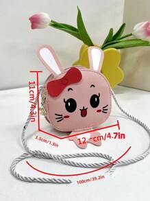 1pc Young Girls' Pu Leather Mini Crossbody Bag With Zip Closure, Cute Cartoon Rabbit Design, Suitable For Daily Use