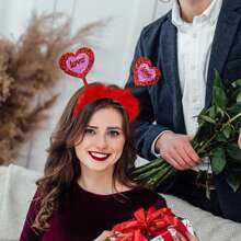 4 Stücke rote Herz-Haarband mit Pailletten für Valentinstag Party Dekoration und Abschlussball