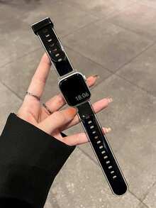 1PC男女士糖果色運動矽膠手錶表帶，適用於 Apple Watch Series 4 5 6 40mm 44mm 錶帶，時尚手錶替換錶帶，適用於 Ultra SE 9 8 7 - 黑色 - 查看 2