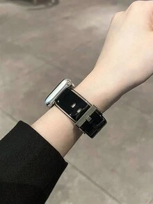 1PC男女士糖果色運動矽膠手錶表帶，適用於 Apple Watch Series 4 5 6 40mm 44mm 錶帶，時尚手錶替換錶帶，適用於 Ultra SE 9 8 7 - 黑色 - 查看 4