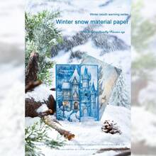 30張「溫暖冬日」雪景材料紙組，DIY相簿和節日禮品必備 - 藍色 - 查看 1
