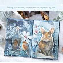 30張「溫暖冬日」雪景材料紙組，DIY相簿和節日禮品必備 - 藍色 - 查看 10