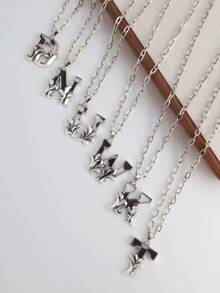 1 件歐美風格復古雷射切割字母圖案連環項鍊女式 - 字母 - 查看 5