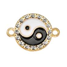 10入組金/銀色雙面鑲嵌螺鈿太極形吊墜,diy珠寶製作材料 - 太極 - 查看 10