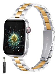 Thin Stainless Steel Watch Band Compatible With Apple Watch Series Se/6/5/4/3/2/1, 41mm 40mm 38mm 45mm 44mm 42mm 49mm, Women's Watch Strap - Multicolor - View 1