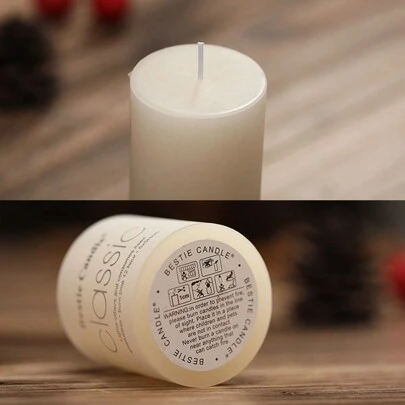 1pc European Style Romantic Birthday/Wedding Decor Ivory White Unscented Smokeless Large Candle