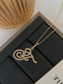 1 件時尚奢華字母項鍊,設計簡約,鎖鏈,適合女士派對、約會、旅行和日常佩戴 - 金色 - 查看 34