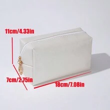 Simple Style Letter Embroidery Makeup Bag Waterproof Cosmetic Bag Travel Portable Storage Small Toiletry Bag Letter Printing Make Up Bag Valentine'S Day Gift PU Leather - Beige - View 14