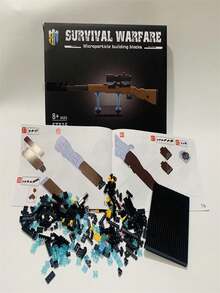 積木槍ak47 Awm,星形鑽石配件拼圖遊戲玩具,手工diy男孩生日禮物 - 軍綠色 - 查看 2