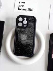 Sprayed Bamboo Starry Sky Designed Shockproof Black Phone Case Compatible With IPhone 14 Pro - Multicolor - View 2