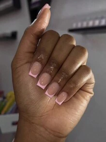 Upgrade Your Look With 24pcs Short Square Shape French Tip And Classic Design Press On Nails Full Cover False Nails For Daily Use Nail Supplies