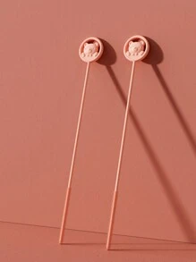 1入組卡通熊形矽膠吸管刷,帶有長柄的瓶子清潔劑,適用於小開口的吸管清潔套裝 - 粉色 - 查看 1