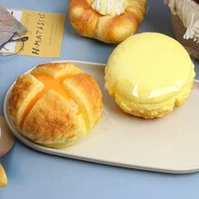 1pc Pineapple Bun Fake Food Prop, Slow Rising 3d Bread Model, Squeeze Toy, Soft & Fragrant Cake, Table Center Decor & Party Supply Pu Material - Yellow - View 5