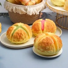 1pc Pineapple Bun Fake Food Prop, Slow Rising 3d Bread Model, Squeeze Toy, Soft & Fragrant Cake, Table Center Decor & Party Supply Pu Material - Yellow - View 2