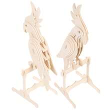 3d 木質拼圖動物題材,手工diy工藝品,受卡榫式膠合,裝飾房間木質雕刻藝術品,假日禮物 - 鸚鵡 - 查看 4