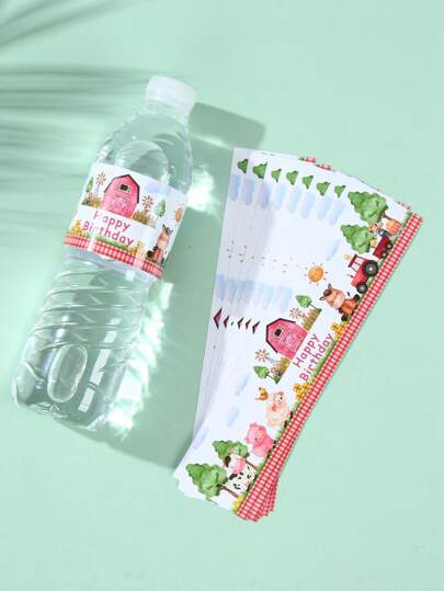 10 piezas Etiquetas con tema de cerdo rosa de granja con "Feliz Cumpleaños", envoltura de botella para fiesta de cumpleaños, decoración de fiesta, favor de fiesta, regalo de cumpleaños, etiqueta de decoración de cumpleaños, empaquetado de etiqueta, vuelta al cole, día de San Valentín