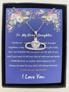 1入心形星球項鍊致我的侄女/我的幸運女兒/我的姐妹/我的媽媽,並附贈卡片和禮品盒,適用於生日或節日送禮 - 銀色 - 查看 2