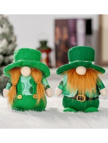 1pc St. Patrick's Day Theme Ponytail Holder With Cute & Funny No Face Doll Decoration/ Gift For Friends, Lovers, Wedding Favor Or Birthday Celebration - Women's Ponytail - View 3