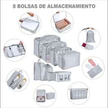 Suitcase Organizer, 8-Piece Set Of Luggage Storage Cases - Light Grey - View 3