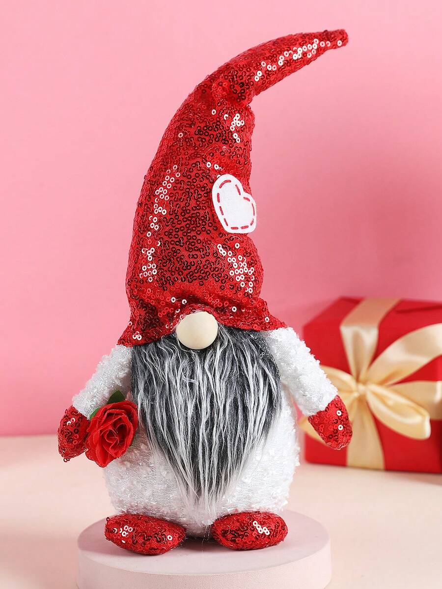 1pc Valentine's Day Glitter Reindeer Doll Decoration, Suitable For Office/Computer/Scene/Home/Room Decoration And As A Gift For Classmates/Girlfriends/Mothers/Colleagues - Multicolor - View 1