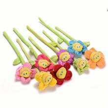 10 Pcs Random Colour Cartoon Sunflower Creative Curtain Buckle Sunflower Flower Bouquet Doll Plush Doll Gift 8 Colors - Multicolor - View 2