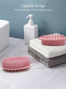 1入組矽膠沐浴刷,淋浴刷,浴刷,去角質身體清潔刷,矽膠身體搓泥巴刷,溫和去角質,易清洗,起泡力佳,長久耐用,適用於浴室,浴缸,馬桶,適用於男人,女人和孩子 - 粉色 - 查看 2