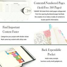 1PC Journal Notebook -360 Pages Thick Diary Writing Rules Notebook, Hardcover Leather Magazine,Women's, Men's, Daily Work Journal Notebook,Essential For Nature Enthusiasts(Black) Back To School