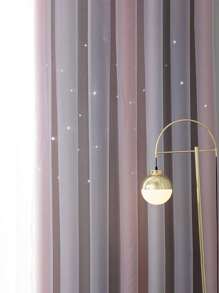 2pc Star Curtains,Bedroom Curtains With 2 Panels Colorful Double Layer Draperie Gradient Rainbow Blackout Curtains Bedroom Living Room Darkening Striped Double Layer Star Cut Home Decor Window Curtains With Gradient Eyelets, Anti-Cold, Blackout Star Curtains For Living Room, Decoration, Soundproofing, Thermal Insulation (100x130cm) - 灰色的 - 查看 7